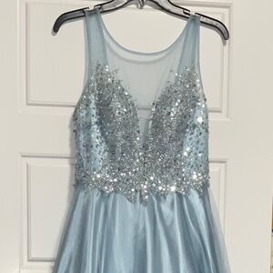 Icey Blue Beaded Prom Dress
